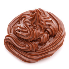 Chocolate cream swirl isolated on white background cutout