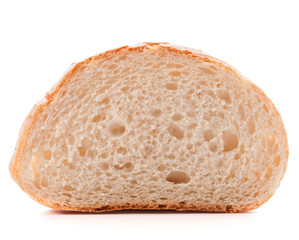 Hunk or slice of fresh white bread isolated on white background