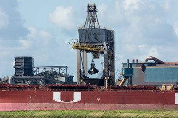 steel mill overview with canal