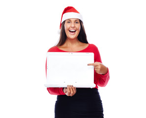 Pointing Christmas Santa girl Laptop