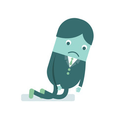 Vector illustration of cartoon character businessman sad