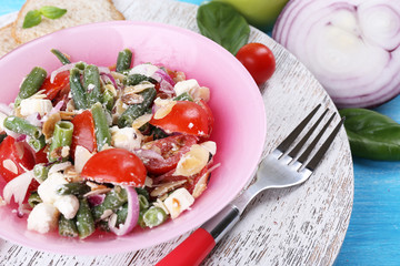 Fresh breakfast consisting of vegetable salad served