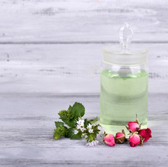 Essential oil with different medicine plants,