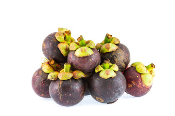 Mangosteen fruits isolated on white background