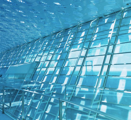 metal and glass roof of a mall