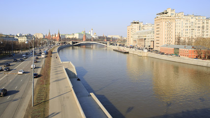 Obraz premium Prechistenskaya Quay, Great Stone Bridge, Moscow Kremlin (the ki