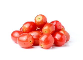 Plum tomatoes on white background