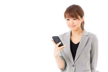 asian businesswoman on white background