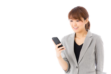 asian businesswoman on white background