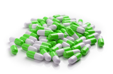 pills capsules on white background