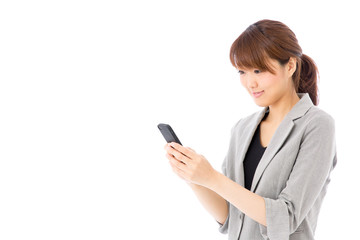 asian businesswoman on white background