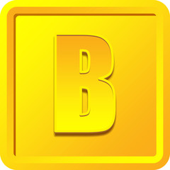B in gold Color on a Frame background.