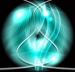 Abstract blue circle waved background vector