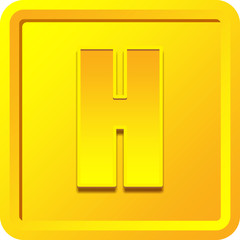 H in gold Color on a Frame background.