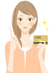 カードを持つ女性