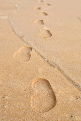 Fototapeta na wymiar footprint on a sand
