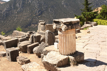 Ancient column in Delphi, Greece