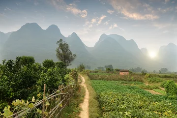 Wandcirkels plexiglas landscape in Yangshuo Guilin, China © xiaoliangge