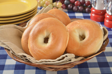 Basket of fresh bagels