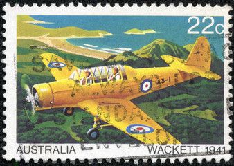 Stamp shows the Aircraft CA-6 Wackett Trainer