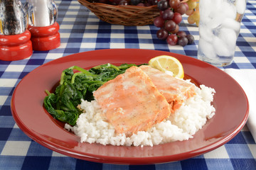 Grilled salmon with rice
