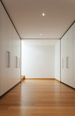 Interior, long corridor with wardrobes