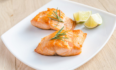 Roasted salmon steak
