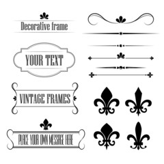 Set of calligraphic flourish design elements, borders and frames © Mischoko