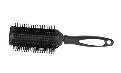 Black Hairbrush on White Background