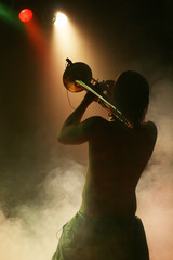 Trumpet player performing concert on the stage