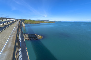 Fototapeta na wymiar View from Ognasundbrua (bridge) in Rogaland, Norway
