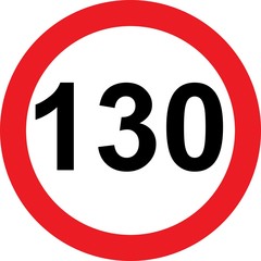 130 speed limitation road sign