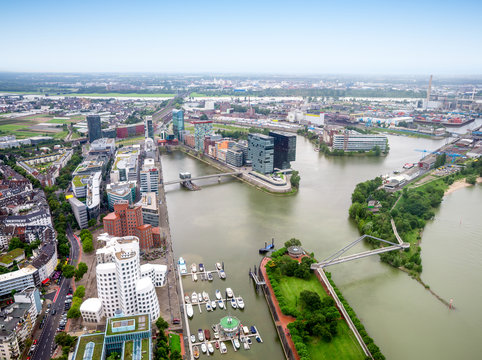Dusseldorf city in Germany aerial view