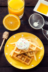 Waffles and sweet cream