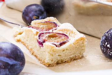 piece of cake with plums