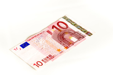 Euro Geldschein 10 auf weissem Hintergrund