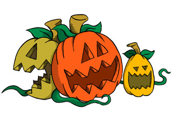 Three Pumpkins Laughing