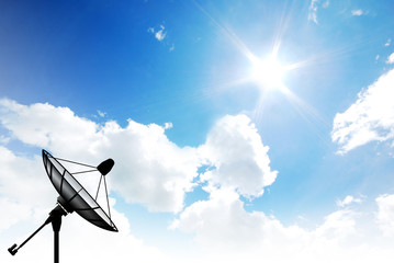 Satellite dish sky sun stars communication