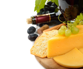Wine, grapes and cheese