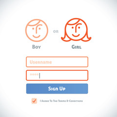 Registration Form, Template, Buttons, Sign, Symbol