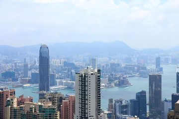 Naklejka premium Skyline Hongkongu