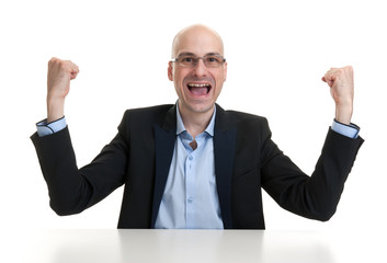 Successful businessman celebrating