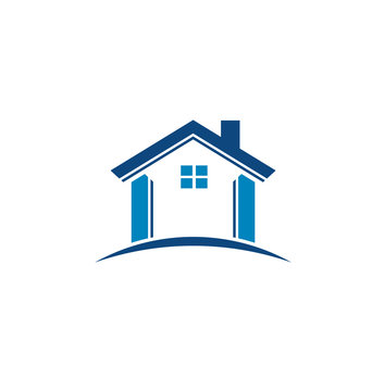 Blue house image. Vector icon