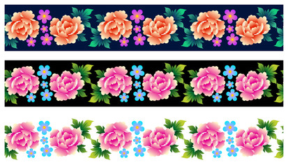Set of seamless borders with roses