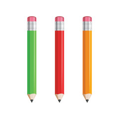 Pencils - red, green, yellow isolated vector