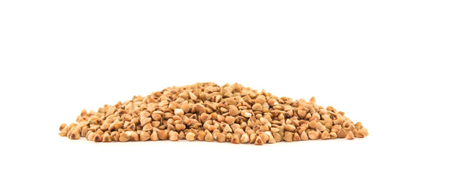 Buckwheat handful isolated on white background