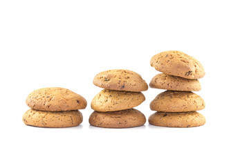 Fototapeta na wymiar Oatmeal cookies stacked in the form of columns