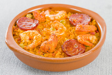 Mixed Paella - Individual paella with chicken, chorizo & prawns