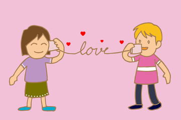 tell love by cup telephone