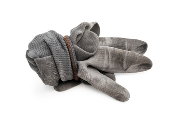 gray work gloves isolated